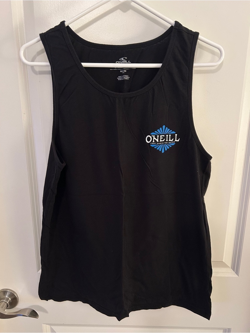 O'Neill Black Tank with Blue & White Sunburst Logo